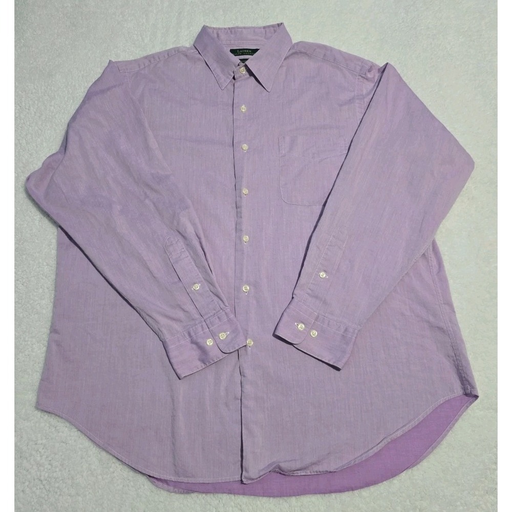 Lauren Ralph Lauren Mens Dress Shirt Lavender Purple 100% Cotton Sz 17 34/35